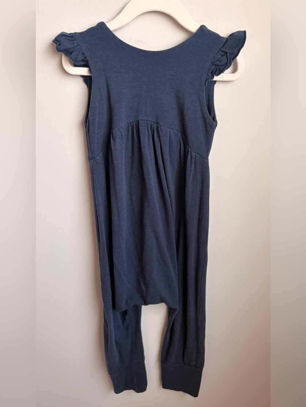 Small shop made in Canada Sleeveless Ruffle-Shoulder Navy kids romper